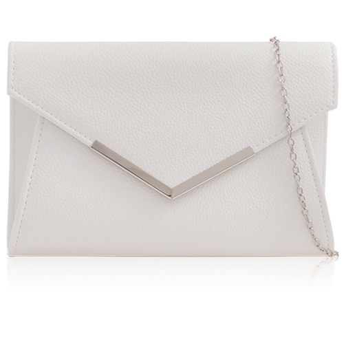 Picture of Xardi London White Envelope Faux Leather Casual Evening Bag