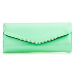 Picture of Xardi London Green Long Wet Look Patent Clutch Bag