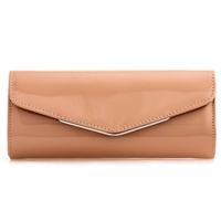 Picture of Xardi London Nude Long Wet Look Patent Clutch Bag