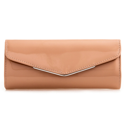 Picture of Xardi London Nude Long Wet Look Patent Clutch Bag