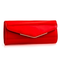 Picture of Xardi London Red Long Wet Look Patent Clutch Bag
