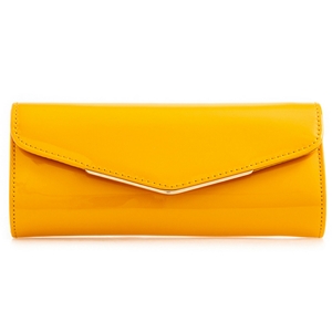 Picture of Xardi London Yellow Long Wet Look Patent Clutch Bag