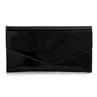 Picture of Xardi London Black Plain Wet Look Envelope Clutch Bag for Women