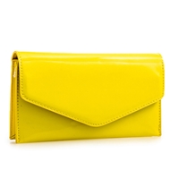 Picture of Xardi London Lemon Plain Wet Look Envelope Clutch Bag for Women