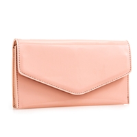 Picture of Xardi London Pink Plain Wet Look Envelope Clutch Bag for Women