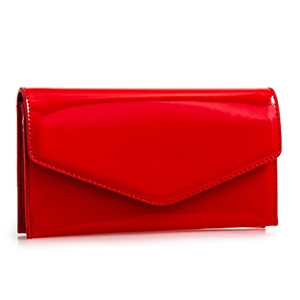 Picture of Xardi London Red Plain Wet Look Envelope Clutch Bag for Women