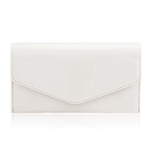 Picture of Xardi London White Plain Wet Look Envelope Clutch Bag for Women