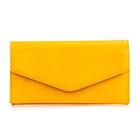 Picture of Xardi London Yellow Plain Wet Look Envelope Clutch Bag for Women