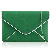 Picture of Xardi London Green Suede Leather Envelope Evening Bag