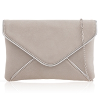 Picture of Xardi London Grey Suede Leather Envelope Evening Bag