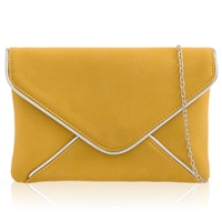 Picture of Xardi London Lemon Suede Leather Envelope Evening Bag