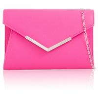 Picture of Xardi London Fuchsia Envelope Faux Leather Casual Evening Bag