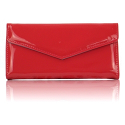 Picture of Xardi London Red Boxed Patent Ladies Purses Designer Trifold Women Wallets Envelope Girl Coin UK